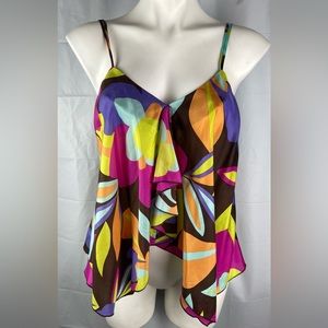 Vintage Y2K Ideology Silk Chiffon Sexy Crop Top Butterfly Cut Draped Ruffle Sz S